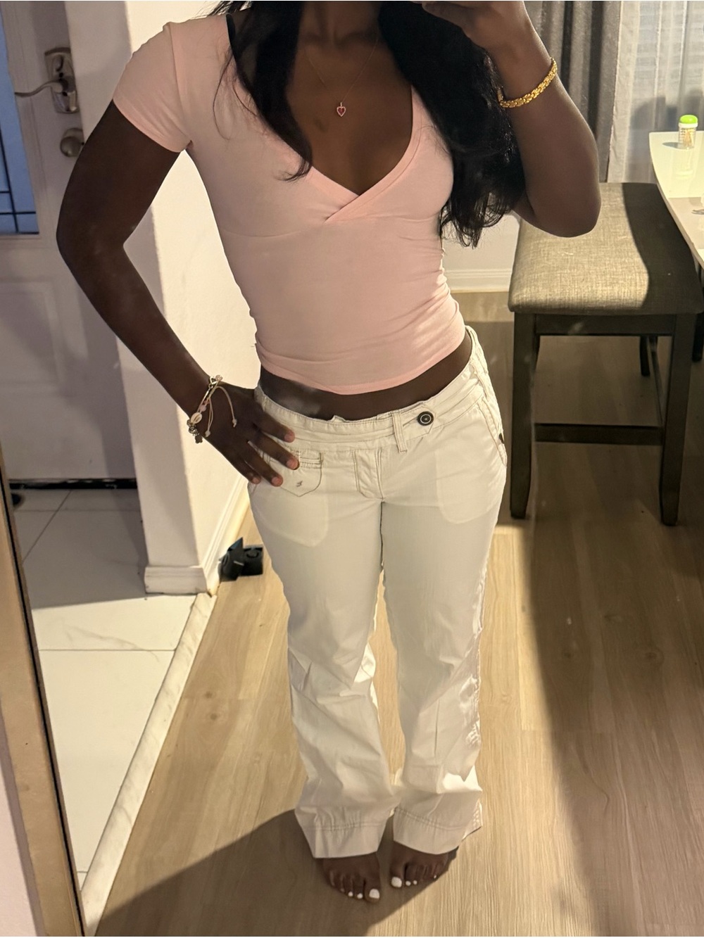 American Eagle Outfitters Boot Cut Pants in White